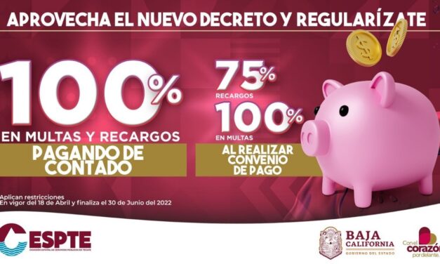 OTORGARÁ CESPTE DESCUENTOS DEL 100% EN MULTAS Y RECARGOS