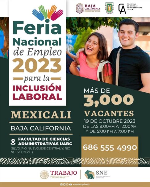 Ofertará STPS BC 3 mil vacantes para jóvenes en Mexicali