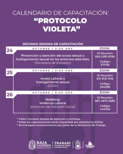 Avanza protocolo violeta en BC con programa de capacitación