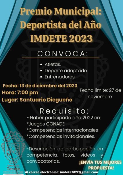 Emite convocatoria gobierno de Tecate para reconocer a deportistas locales