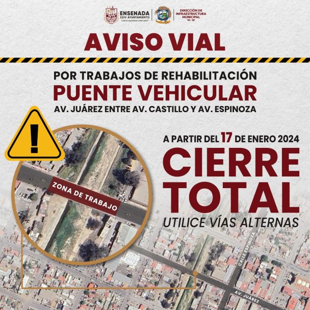 Iniciaron obras en el puente de la Avenida Juárez en Ensenada